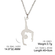 Gymnastic Jewelry & Ballet Jewelry for Ballerina Dancer Gymnast Gold Necklace Rhythmic Stainless Steel  Sport Jewelry - DancerInn A-steel