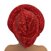 Women’s Sequined Turban Cap African Auto Gele Headtie Nigerian Wedding Head Wrap - DancerInn