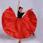 Spanish Skirt - Satin Long Dance Flamenco Skirts with Elastic Waist Big Swing Hem for Belly Dancing - 34690038268087 - 34690038268087
