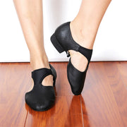 Leather Dance Shoes - Ballet Sneakers Womens with Pigskin Upper 3D Pleated Ultra-Light EVA Sole for Jazz Girls DancerInn