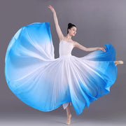 Long Flowy Dance Skirts - Gradient Chiffon Long Ballet Skirt with Big Hem & Double Layer - DancerInn blue / L / 720° 36.69