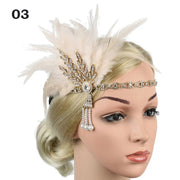 Flapper Feather Headband - 1920s Gatsby Dance Rhinestone Hair Accessories for Masquerades DancerInn