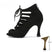 Schwarzer 8,5 cm Absatz / US 3.5 - Lateinamerikanische Tanzschuhe mit Absatz – Wildledersohlenschuhe für Damen, hoch geschnitten für Salsa, Tango, Rumba und Bachata