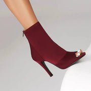 Dancing Boots for Women Stiletto Booties Jazz Dance Boots with Peep Toe Hig Heel for Latin Tango Salsa DancerInn