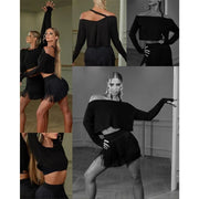 Women's Off-Shoulder Latin Dance Top with Stretchy Breathable Skin-Friendly Fabric and Loose Fit Type - DancerInn