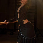 Latin Skirt Dance – Sequin Wrap Mini Skirt Latina with Fringe for Tango Salsa Samba Rumba - DancerInn   - 34511527477431 - 34511527477431