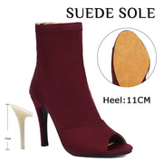 Dancing Boots for Women Stiletto Booties Jazz Dance Boots with Peep Toe Hig Heel for Latin Tango Salsa DancerInn