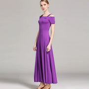 spaghetti strap short sleeve prom gown for ballroom dancing