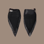 Black Fringe Skirt  - Sexy Cut-Out Latin Dancing Skirts with Heavy Beading for Tango Salsa Samba - DancerInn  