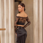 Dance Sports Bra - Lace Strapless Bra with Built-in Pads Off Shoulder for Latin Salsa Rumba Samba - DancerInn  - 34155842732215 - 34155842732215