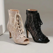 apricot latino milk shoes women elegant lace up latin heels