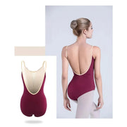 Adult Women's Gymnastics Leotard Ballet Camisole V-Neck Training Suit with Removable Pads BAT2901 - DancerInn