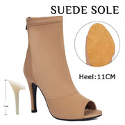 Dancing Boots for Women Stiletto Booties Jazz Dance Boots with Peep Toe Hig Heel for Latin Tango Salsa DancerInn