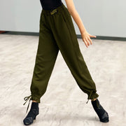 Girls Harem Pants with Cuffs for Dance, Latin, and Ballroom Practice with Loose-Breathable Fabric - DancerInn