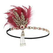 Flapper Feather Headband - 1920s Gatsby Dance Rhinestone Hair Accessories for Masquerades DancerInn