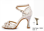Shoes for Dancing Women - Rhinestone Suede Sole Mid High Heel Shoes Latina for Ballroom Jazz Bachata - 36917610873015 - 36917610873015