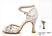 Silver-Suede Sole-7.5cm Heel / US 4.5/EU 34 - Shoes for Dancing Women - Rhinestone Suede Sole Mid High Heel Shoes Latina for Ballroom Jazz Bachata