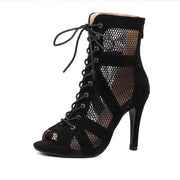 High Heel Dance Shoes - Dance Heels Boots with Open Toe Lace-Up Latin Dance Sandals for Salsa & Jazz DancerInn