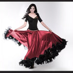 Flamenco Skirt - Satin Ruffled Spanish Skirts Belly Dance Skirts Long with Full Circle Hem - DancerInn   - 34731867373751 - 34731867373751