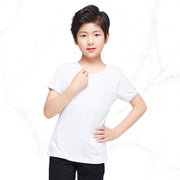 Boys Dance Shirts - Modal Short Sleeve Crew Neck Boy Dance Shirt in Black or White for Ballroom Latin Ballet - DancerInn White / 170   165-170cm
