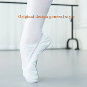 Split Sole Ballet Shoes - Unisex Ballet Shoes for Men and Women Soft Canvas Ballet Slippers Dance Flats for Practice - DancerInn 44-White-Slip-on