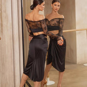 Dance Sports Bra - Lace Strapless Bra with Built-in Pads Off Shoulder for Latin Salsa Rumba Samba - DancerInn 