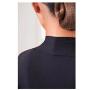 Women's V-Neck Latin Dance Bodysuit with Mid-Sleeves and Premium Nylon Ribbed Fabric - DancerInn