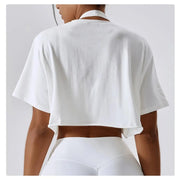 Short Sleeve Cotton Fitness Dance Crop Top Casual Yoga & Running T-Shirt for Women - DancerInn