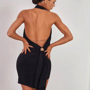 Dress Dance Latin - Halter Ruched Waist with Built-in Underwear Dresses for Latin Dancing Tango Salsa Samba Rumba - DancerInn  