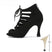 Schwarzer 10 cm Absatz / US 3.5 - Lateinamerikanische Tanzschuhe mit Absatz – Wildledersohlenschuhe für Damen, hoch geschnitten für Salsa, Tango, Rumba und Bachata