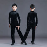 Boys Dance Costumes Suits - Black & White V-Neck Latin Ballroom Tango Salsa Outfits for Kids - DancerInn  - 33427701727415 - 33427701727415
