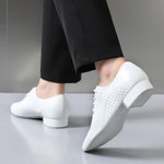 Ballroom Dance Shoes for Men - Leather Suede Sole Low Heel Dance Shoes for Latin Salsa & Tango Practice - DancerInn  - 32679599440055 - 32679599440055