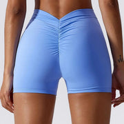 High Waist V-Back Scrunch Butt Yoga Shorts for Women Gym Cycling Fitness Activewear Tights - DancerInn
