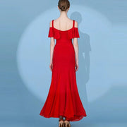 Short Flying Sleeve Modern Ballroom Dance Dresses for Women YL9088 - DancerInn