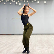 Girls Harem Pants with Cuffs for Dance, Latin, and Ballroom Practice with Loose-Breathable Fabric - DancerInn