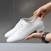 Ballroom Dance Shoes for Men - Leather Suede Sole Low Heel Dance Shoes for Latin Salsa & Tango Practice - DancerInn 