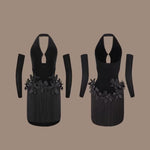 Latino Dance Dress - Vintage Velvet Cutout Fringe Black Dress Dancing for Latin Dancing Tango Salsa Samba - DancerInn   - 34560391545015 - 34560391545015