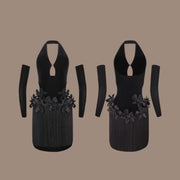 Latino Dance Dress - Vintage Velvet Cutout Fringe Black Dress Dancing for Latin Dancing Tango Salsa Samba - DancerInn  