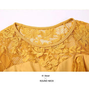 Women Hidden Zipper Flower Pattern Long Sleeves Ballroom Standard Waltz Dress Tango Costume Lace Dressing Gown - DancerInn