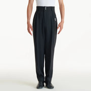 Mens Latin Ballroom Pants - Black Dance Pants with Drawstring Design for Practice & Competition - DancerInn 