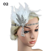 Flapper Feather Headband - 1920s Gatsby Dance Rhinestone Hair Accessories for Masquerades DancerInn