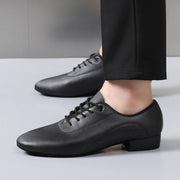Ballroom Dance Shoes for Men - Leather Suede Sole Low Heel Dance Shoes for Latin Salsa & Tango Practice - DancerInn 