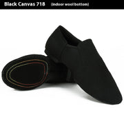 Soft Sole Dance Shoes - Black Canvas Guy Ballet Shoes with Unisex Flat Stretch for Women Men & Children - DancerInn 46-Black-Canvas-Suede-Sole
