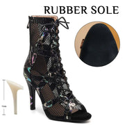 Leopard Print High Heel Sandals - Women's Dance Heels Shoes for Latin Jazz Tango Salsa Pole Dance DancerInn