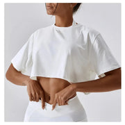 Short Sleeve Cotton Fitness Dance Crop Top Casual Yoga & Running T-Shirt for Women - DancerInn