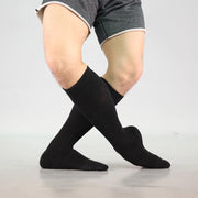 Dancer Socks for Mens Pilates Socks Non-Slip Cotton Elastic Mid-Calf Dancing Socks for Yoga, Fitness, Ballet, Modern Dance - DancerInn Black-A-One-Size