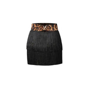 Women High Waist Lush Fringe Latin Dance Wear Mini Dance Skirts - DancerInn