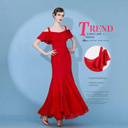 Short Flying Sleeve Modern Ballroom Dance Dresses for Women YL9088 - DancerInn