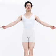 Male Ballet Shorts - Cotton Gym Shorts for Men Lightweight Breathable Elastic Slim Boxers for Athletic Fitness Performance Practice - DancerInn White-3XL
