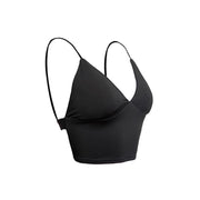 Spaghetti Strap Crop Top - Stretchy Dance Bra Tops with Built-in Pads Cross Back Design for Latin, Samba, and Rumba - DancerInn 